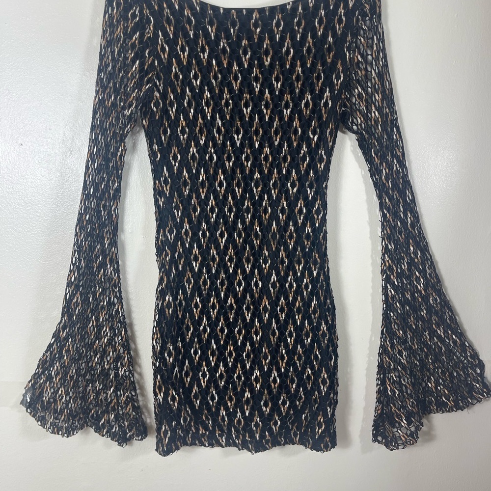 Symphony Elegant Black and Brown knit  Patterned Dress - Picture 3 of 6